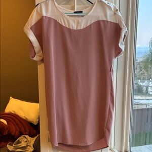 Dusty Rose and White Contrast Tunic Dress
